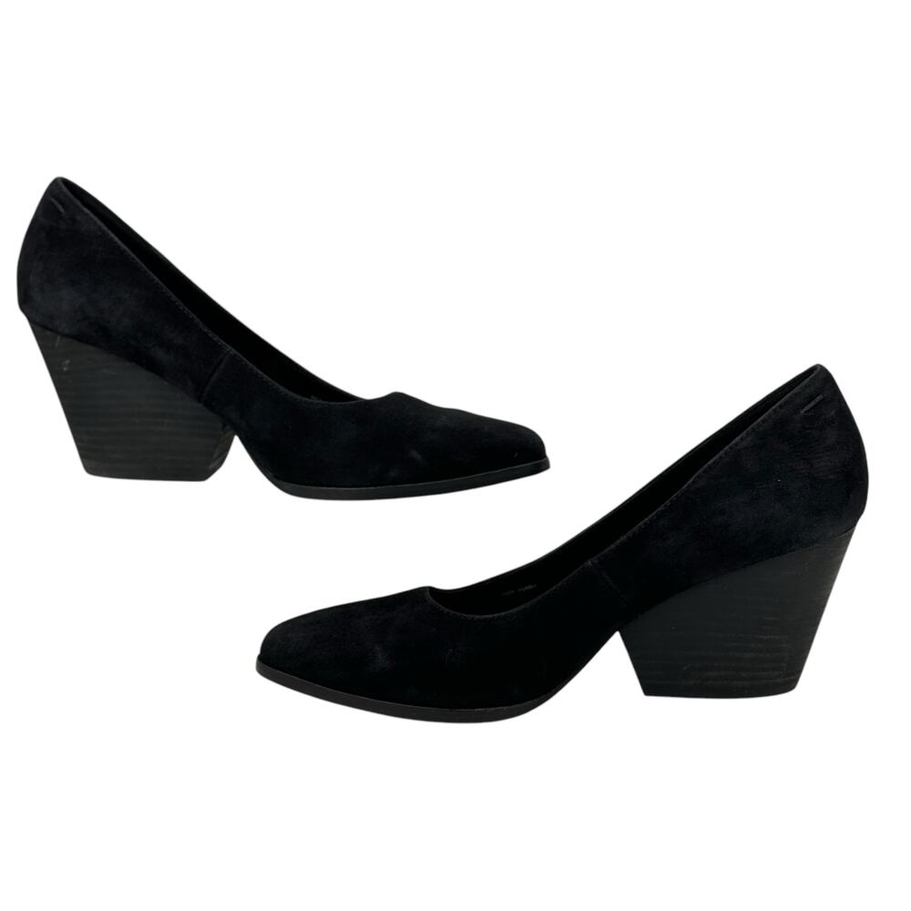 Eileen Fisher Hawk Suede Pump Heel SZ 8.5 Women’s Black Chic Comfort Soft Office - Picture 4 of 9